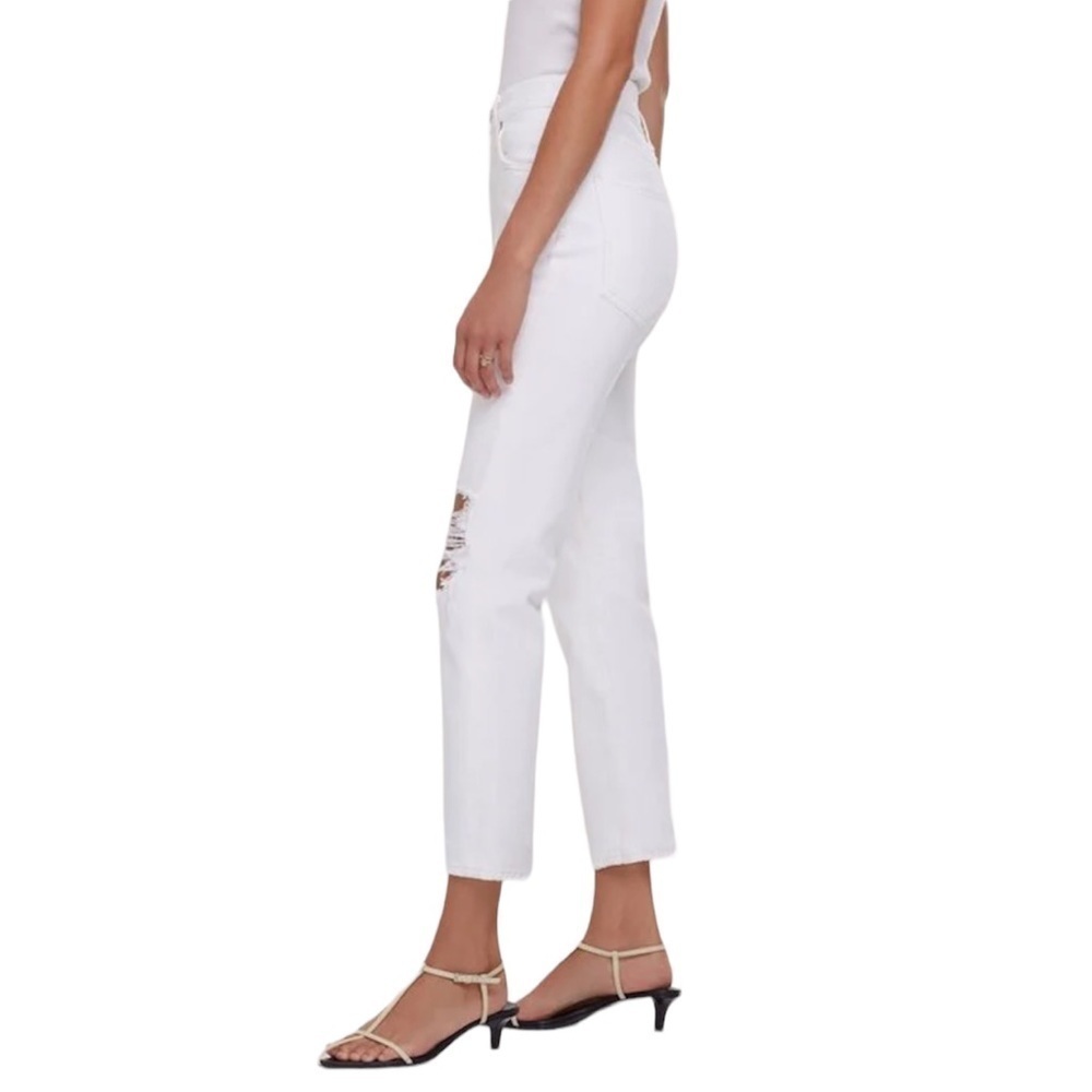 Agolde Riley Jean High Rise Distressed White Size 24 - Picture 3 of 13